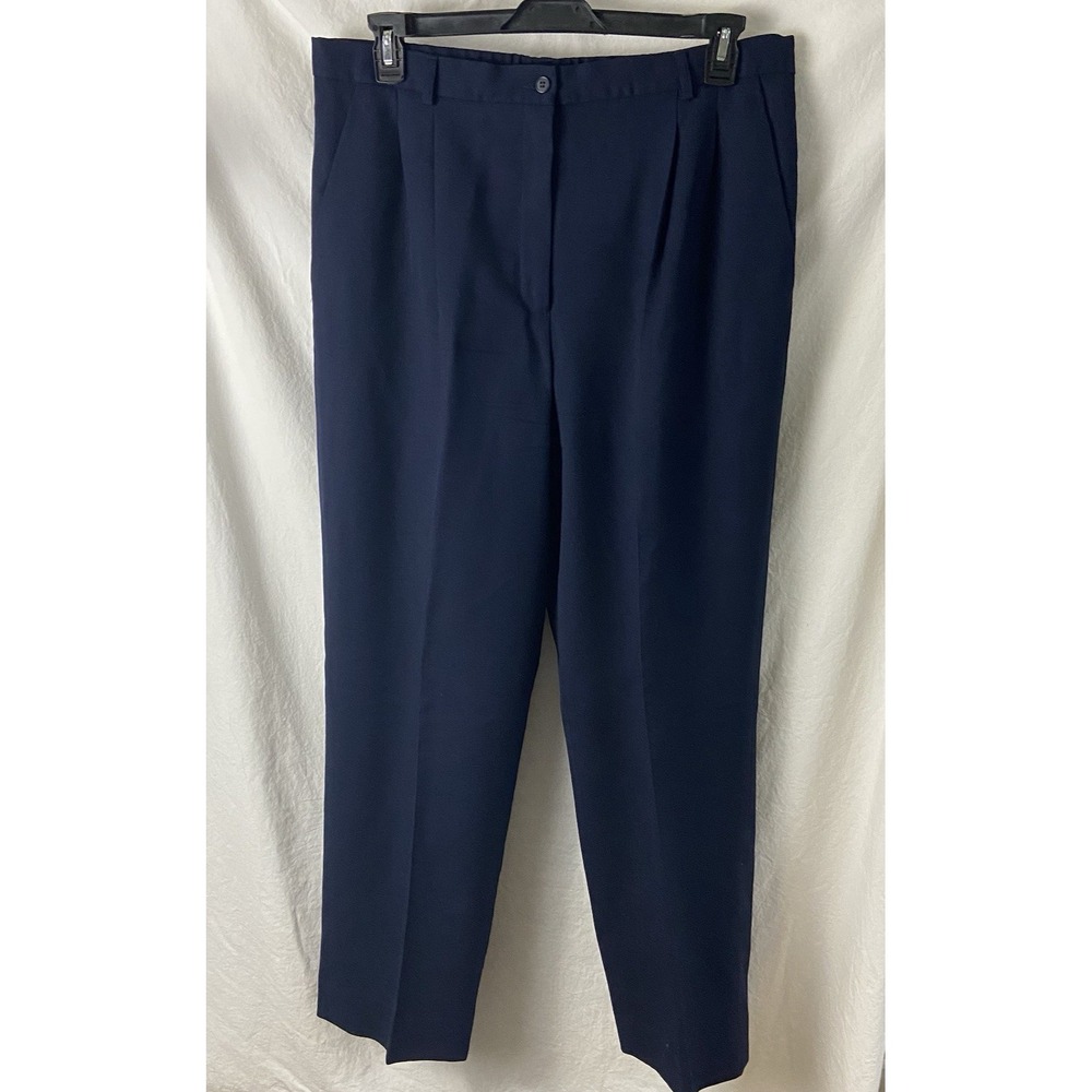 Pendleton Womens Dress Pants Navy Blue Wool Pockets Lined Straight Career sz 16W